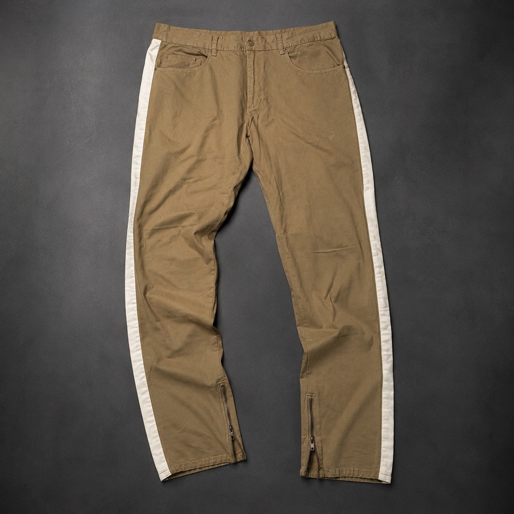 Young & Reckless Khaki Side Stripe Ankle Zip Slim Pants Mens 38x32